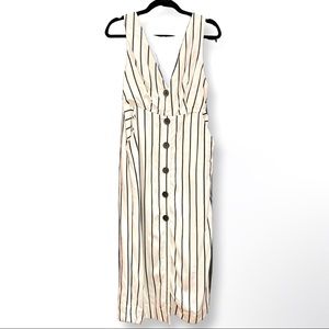 XS/2 Topshop midi dress, black & white stripe, button front